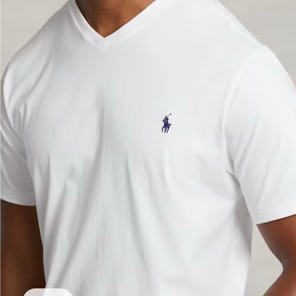 Polo by Ralph Lauren Men's White V-Neck T-Shirt 2XLT/ 2TGL New W Tags Big & Tall